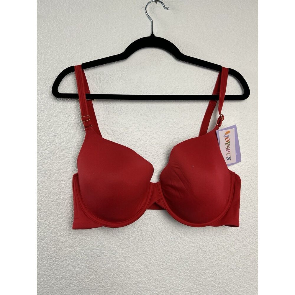 JoySpun Smoothing TShirt Bra Sz 42C Cherry Red Lightly Lined Underwire Racerback